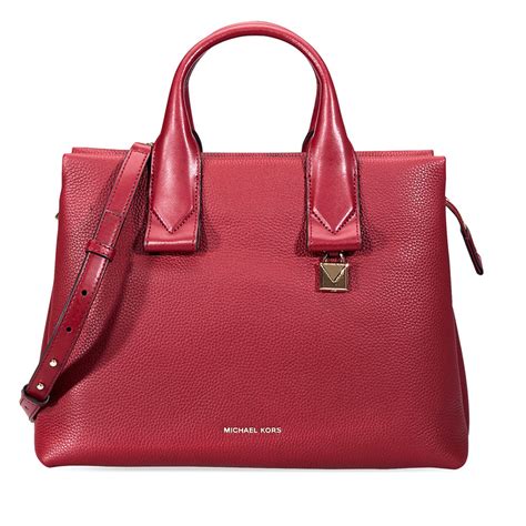 michael michael kors rollins large pebbled leather satchel maroon|MICHAEL KORS Rollins Large Pebbled Leather Satchel .